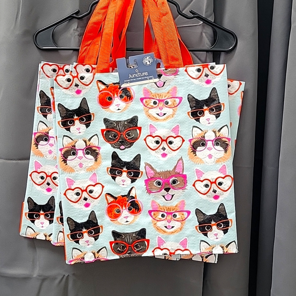 CATS 🐈 😻 🐈‍⬛️ 🐱 in sunglasses recycled ♻️ material totes. BRAND NEW ☆